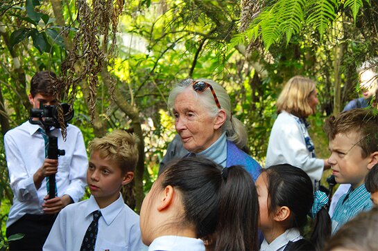 Jane and some of the students on the nature walk