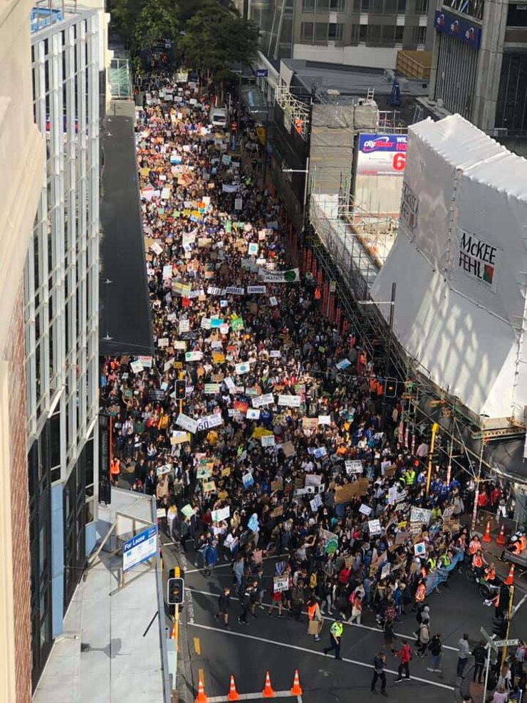 Students and supporters march through Wellington towards Parliament