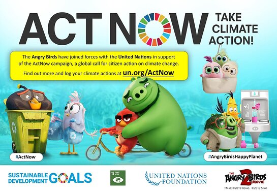 United Nations and The Angry Birds Movie 2 ActNow Campaign Art