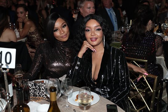 Bonang Matheba and Tebongo Mekgwe attend the WildAid Gala on November 9, 2019.