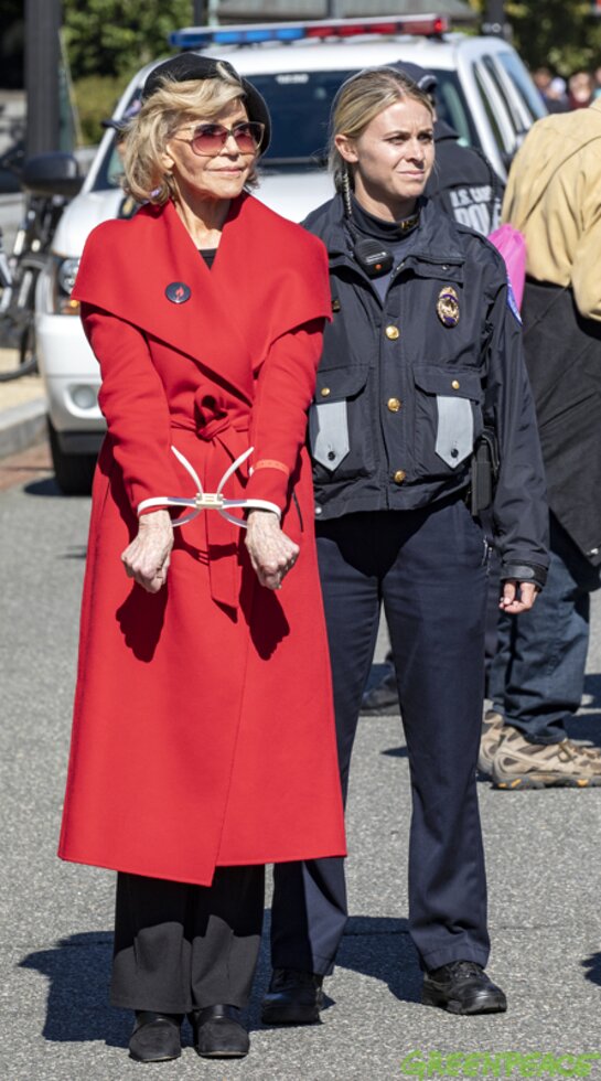 Jane Fonda has been arrested for unlawfully demonstrating at Fire Drill Friday events. Jane Fonda has been arrested for unlawfully demonstrating at Fire Drill Friday events.
