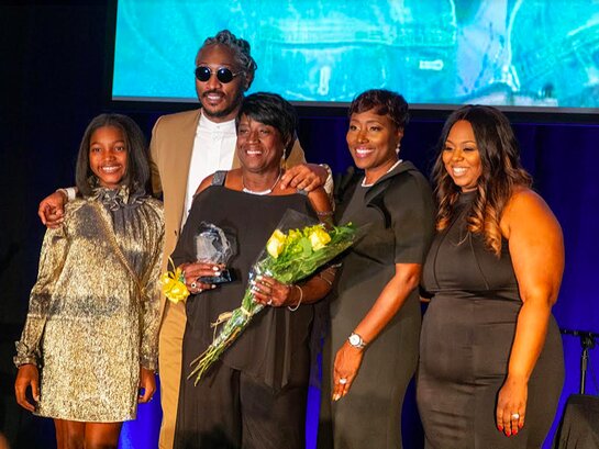 It's a family affair. Future stands with daughter Londyn (left), his grandmother Emma Jean, mother Stephanie Jester and sister Tia Wilburn-Anderson