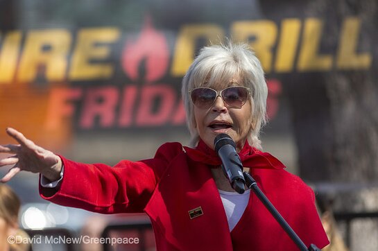 Jane Fonda Addresses Fire Drill Friday