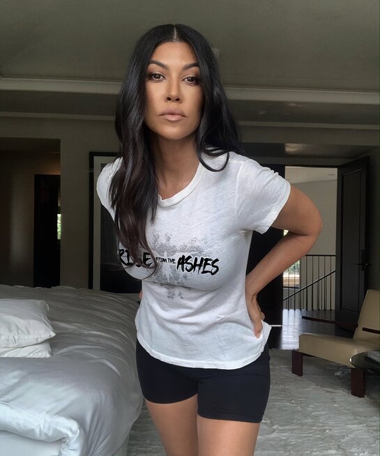 Kourtney Kardashian supports the #RiseFromTheAshes campaign.