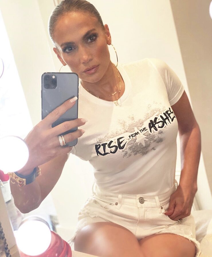 Jennifer Lopez shows her support for the #RiseFromTheAshes campaign.