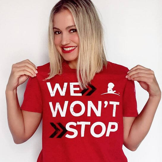 Fanny Lu revealed We Won't Stop t-shirt to monthly donors.