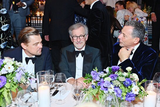 Leonardo DiCaprio and honoree Steven Spielberg, and Bob Iger attend the 10th Annual LACMA ART+FILM GALA