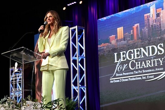 The coveted Pat Summerall Award was presented to FOX Sports' Erin Andrews, the award's first female recipient. The coveted Pat Summerall Award was presented to FOX Sports' Erin Andrews, the award's first female recipient.