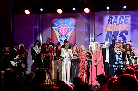 Siedah Garrett, Nancy Davis and guests are seen onstage with Chic during the 29th Annual Race To Erase MS