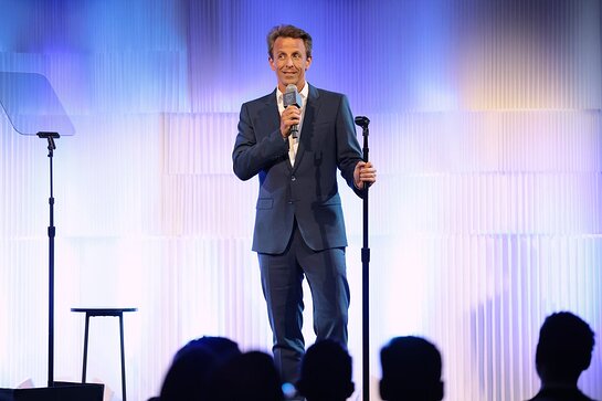 Seth Meyers speaks onstage during NRDC's Night of Comedy