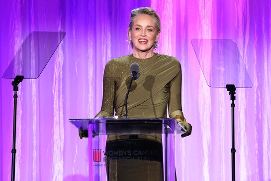 Sharon Stone speaks onstage during An Unforgettable Evening at Beverly Wilshire, A Four Seasons Hotel Sharon Stone speaks onstage during An Unforgettable Evening at Beverly Wilshire, A Four Seasons Hotel
