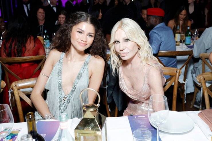 Zendaya and Donatella Versace attend the 2024 Green Carpet Fashion Awards