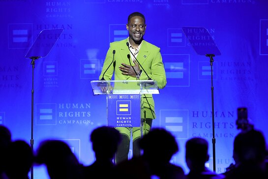 Sterling K. Brown speaks onstage during the 2024 Human Rights Campaign dinner