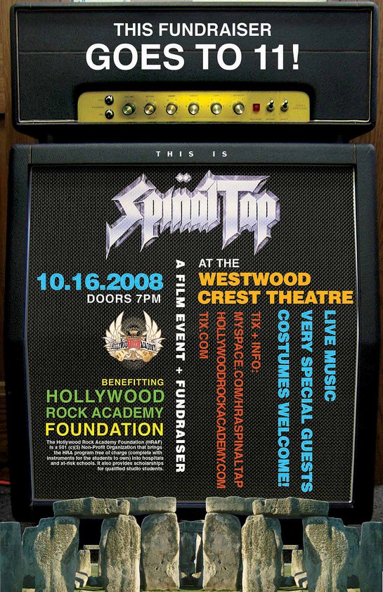 Spinal Tap Hollywood Rock Academy Fundraiser Poster Spinal Tap Hollywood Rock Academy Fundraiser Poster
