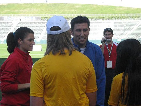 Mia Hamm and Nomar Garciaparra at Mia Hamm Soccer 2009 Mia Hamm and Nomar Garciaparra at Mia Hamm Soccer 2009