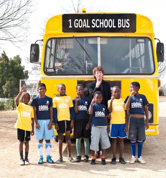 Mick Jagger in South Africa with 1GOAL