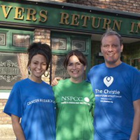 Michelle Keegan, Debbie Rush and Antony Cotton showed their support for Cancer Research UK, the NSPCC and Manchester's The Christie cancer centre - the three British charities picked by the cast earlier this year.