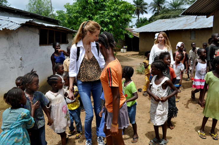 Whitney Port With kids at a local village