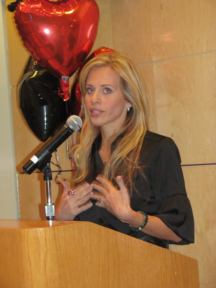 Dina Manzo discussing the launch of Julien's Project Ladybug Fund at Memorial Sloan-Kettering Cancer Center 