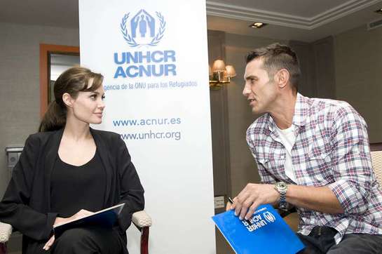 Angelina Jolie and Jesús Vázquez in Spain with UNHCR