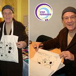 Sir Ian McKellen Signs Bags For Charity Auction