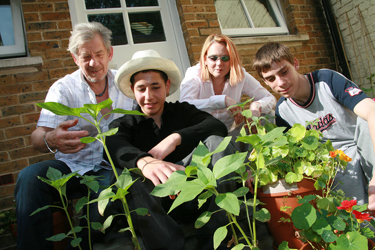 Sir Ian McKellen and kids at Step Forward Sir Ian McKellen and kids at Step Forward