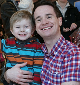 Alex Winters with Caudwell Children beneficiary, William Simpson (5). Alex Winters with Caudwell Children beneficiary, William Simpson (5).