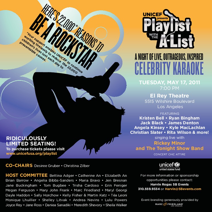UNICEF Playlist with the A-List celebrity karaoke benefit event