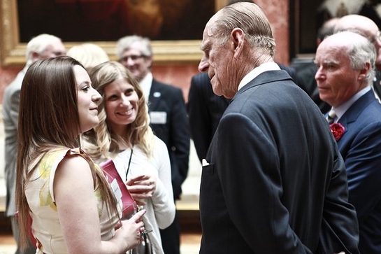 Hannah Holden from Worthing talking to The Duke of Edinburgh Hannah Holden from Worthing talking to The Duke of Edinburgh