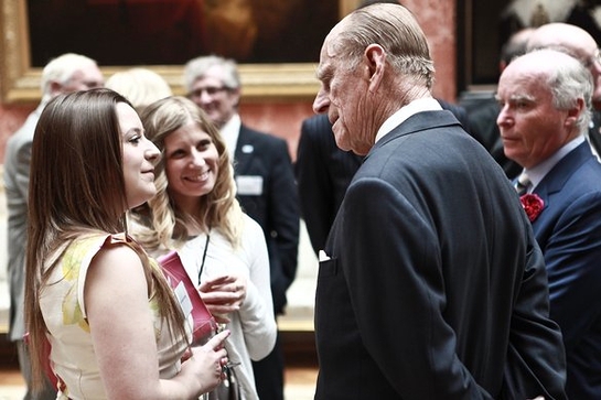 Hannah Holden from Worthing talking to The Duke of Edinburgh