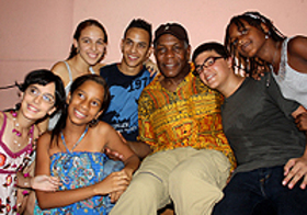 Danny Glover met with children and adolescents during his trip to the 'Cuba and the Afro-Descendant Peoples of the Americas' workshop in Havana, Cuba.