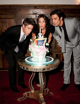Dave, Odette and Gilles Marini blow out cancer. Dave, Odette and Gilles Marini blow out cancer.