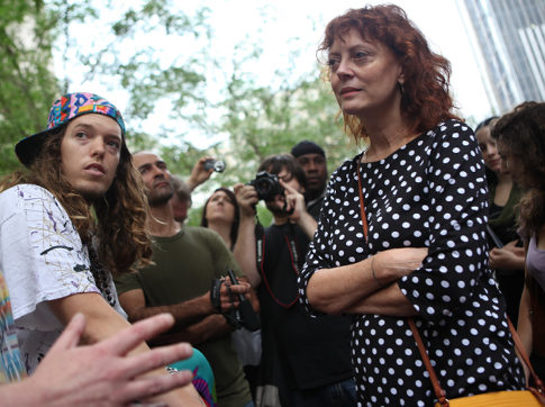 Susan Sarandon with Occupy Wall Street protestors