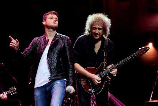 Queen's Brian May performs with Keane's frontman Tom Chaplin Queen's Brian May performs with Keane's frontman Tom Chaplin