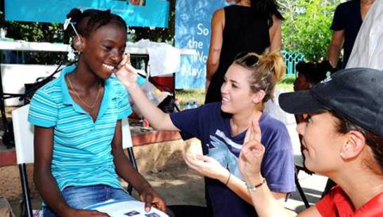 Miley Cyrus joins the Starkey Hearing Foundation in Haiti to bring the gift of hearing to adults and children in need. Miley Cyrus joins the Starkey Hearing Foundation in Haiti to bring the gift of hearing to adults and children in need.