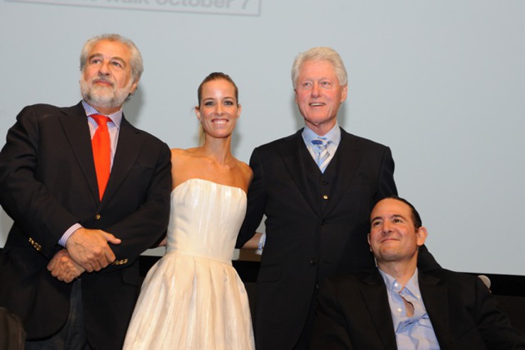 Orlando Gonzales-Bunster, Carolina Gonzales-Bunster, President Bill Clinton, and Luis Gonzalez-Bunster attend the after party for the premiere of The Way to benefit the Walkabout Foundation