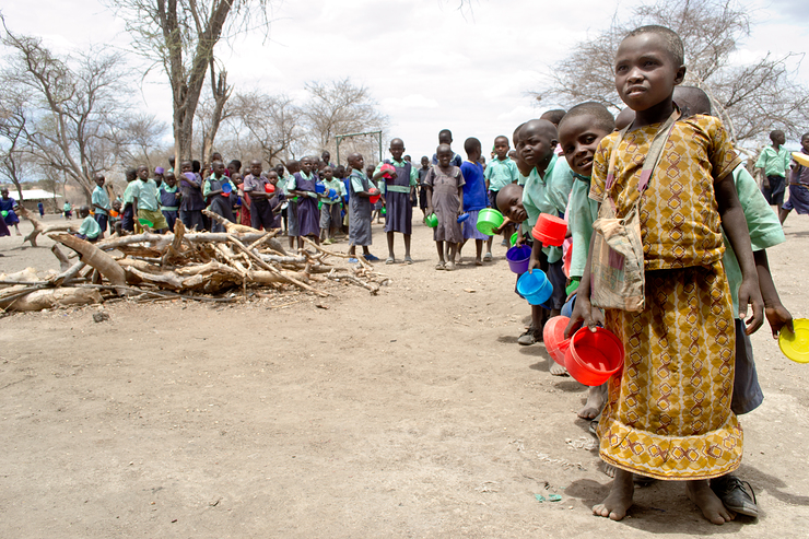 Thousands of children in Kenya are being fed by a school's feeding programme for schoolchildren and their younger brothers and sisters funded through Plan's sponsorship programme.