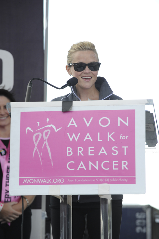 Avon Foundation for Women Honorary Chair Reese Witherspoon presents $9.1 million in grants to breast cancer programs at the Avon Walk for Breast Cancer. (Dimitrios Kambouris/Getty Images) 