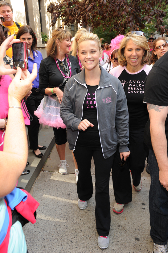 Reese Witherspoon, Avon Foundation for Women Honorary Chair, walks the Avon Walk for Breast Cancer route in New York City on October 16, 2011. (Dimitrios Kambouris/Getty Images) 