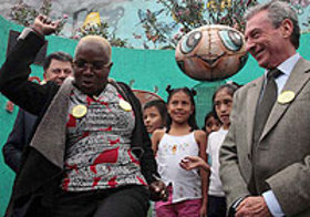 Angelique Kidjo puts on her dance moves during a visit to the the Iztapalapa Paediatric Hospital in Mexico City, Mexico.