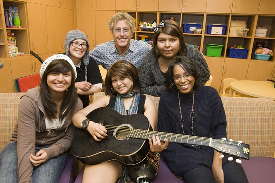 Rock icon Roger Daltrey of the Who visits pediatric cancer patients at Ronald Reagan UCLA Medical Center. 