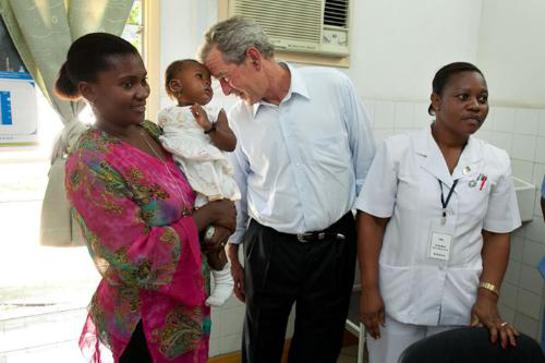 President Bush visits PEPFAR supported AIDS Clinic in Dar es Salaam, Tanzania on World Aids Day.