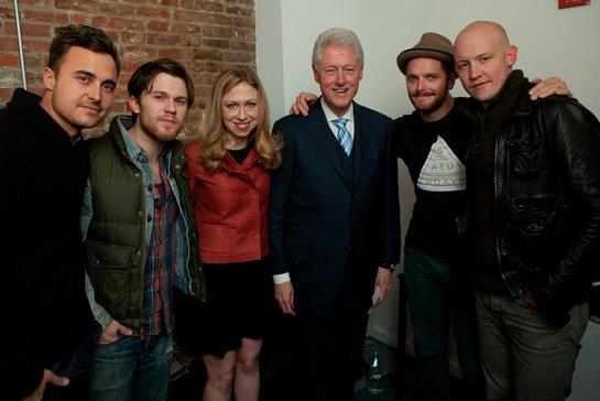 Chelsea and Bill Clinton backstage with The Fray