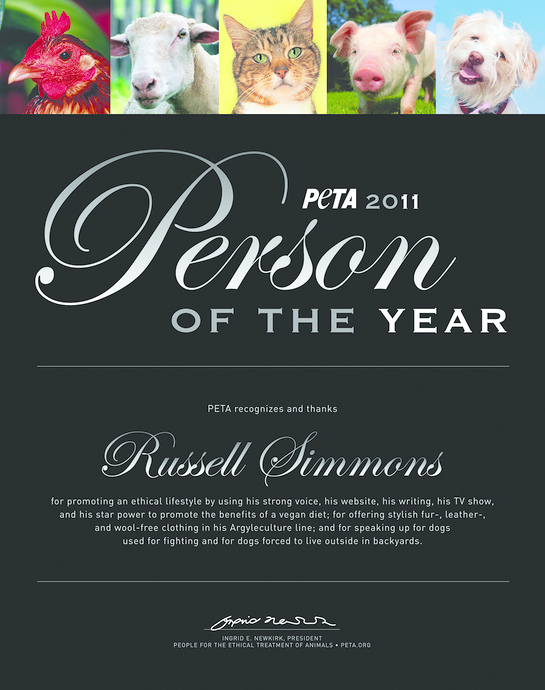 Russell Simmons PETA Person of the Year 2011 Russell Simmons PETA Person of the Year 2011