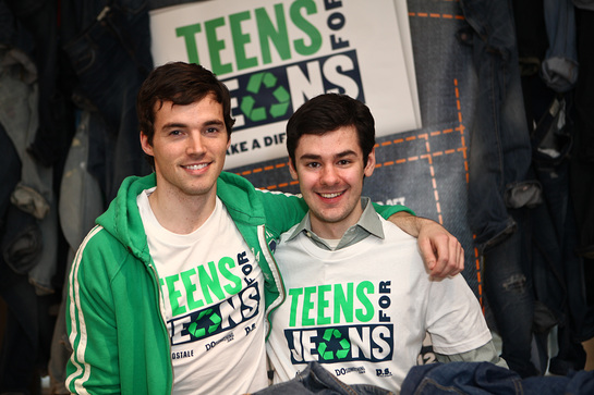 Pretty Little Liars stars Ian Harding (L) and Brendan Robinson Teens For Jeans