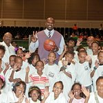 Shaq O'Neal Signs Basketball For Boys' And Girls' Club