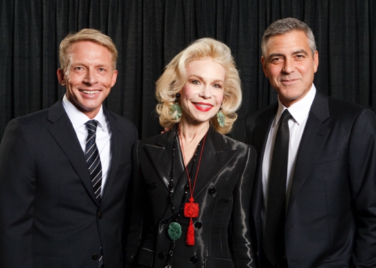 Brilliant Lecture Series Founding Director, Scott Brogan, Brilliant Lecture Series Chairman Emeritus, Lynn Wyatt; and George Clooney.