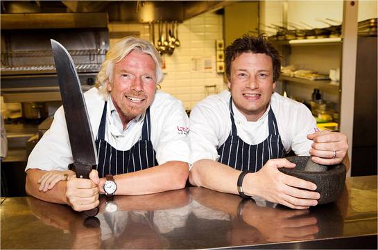 Richard Branson and Jamie Oliver