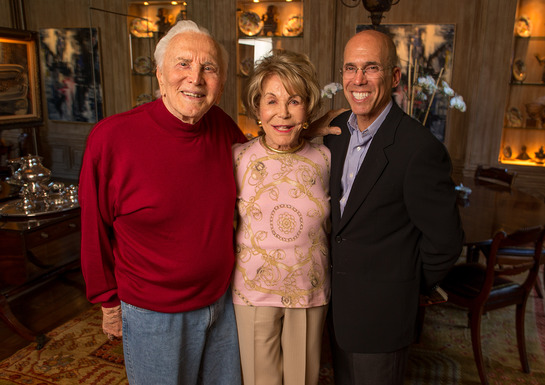 Kirk and Anne Douglas with Jeffrey Katzenberg