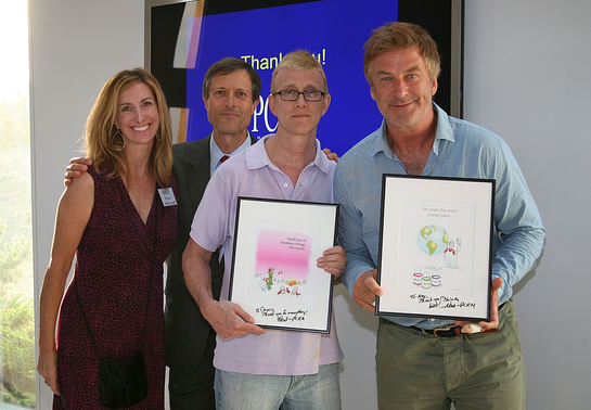 PCRM Vice President Betsy Wason, PCRM president Neal Barnard, Dennis Erdman and Alec Baldwin